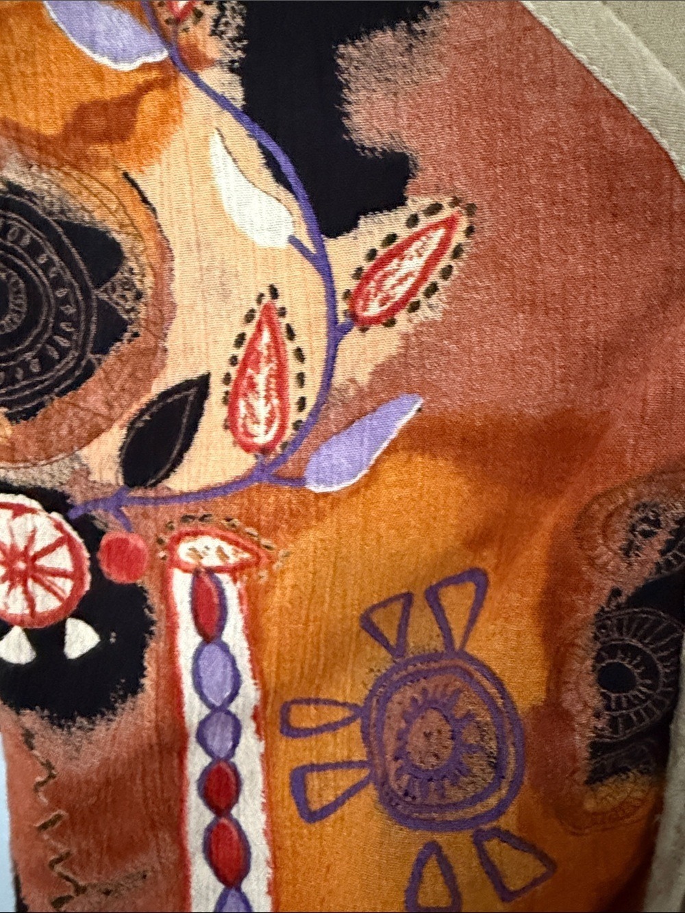 Gemma Beige Art to Wear Maxi Dress Boho Vintage Medium - Picture 5 of 9